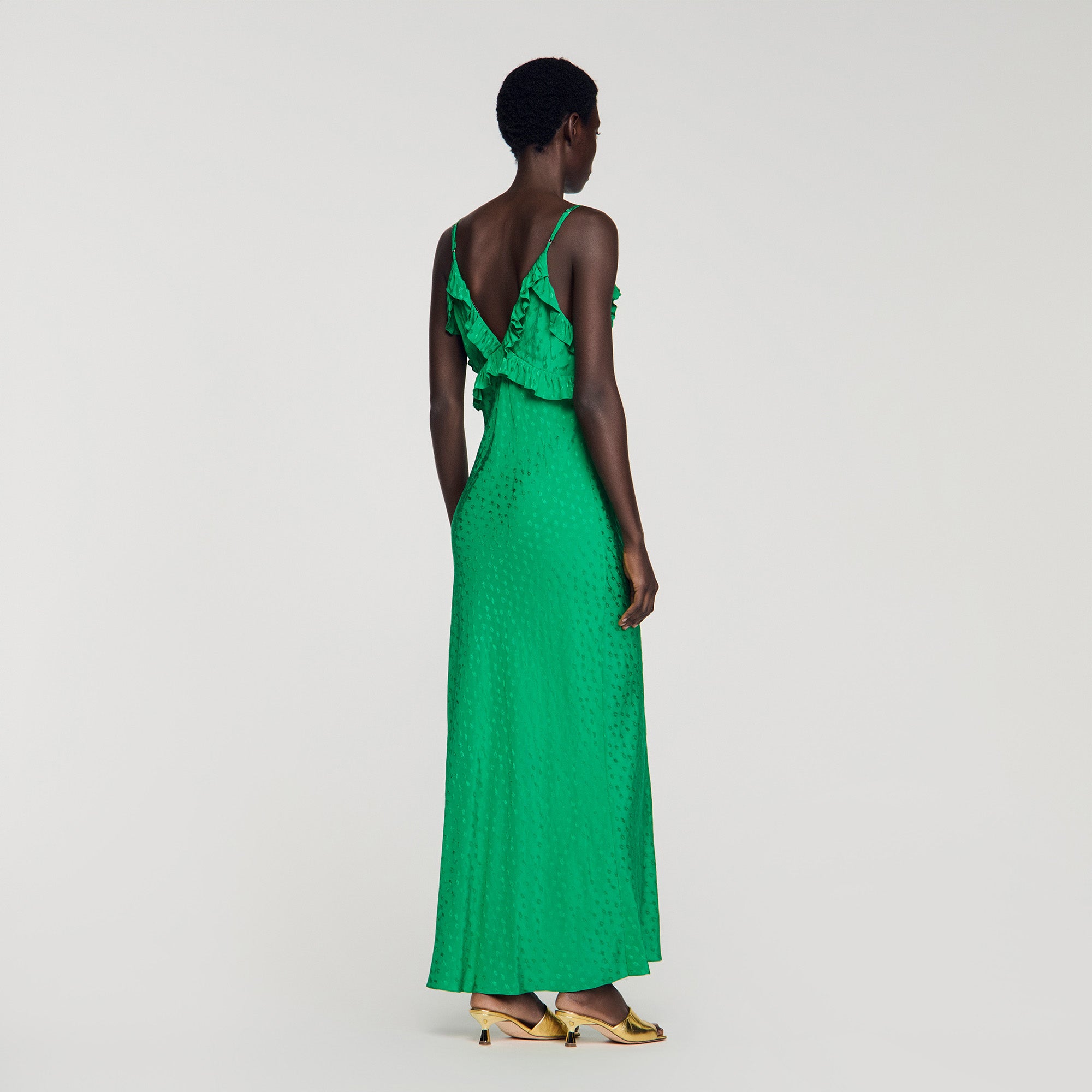 Calypsane Maxi Dress With Straps GREEN