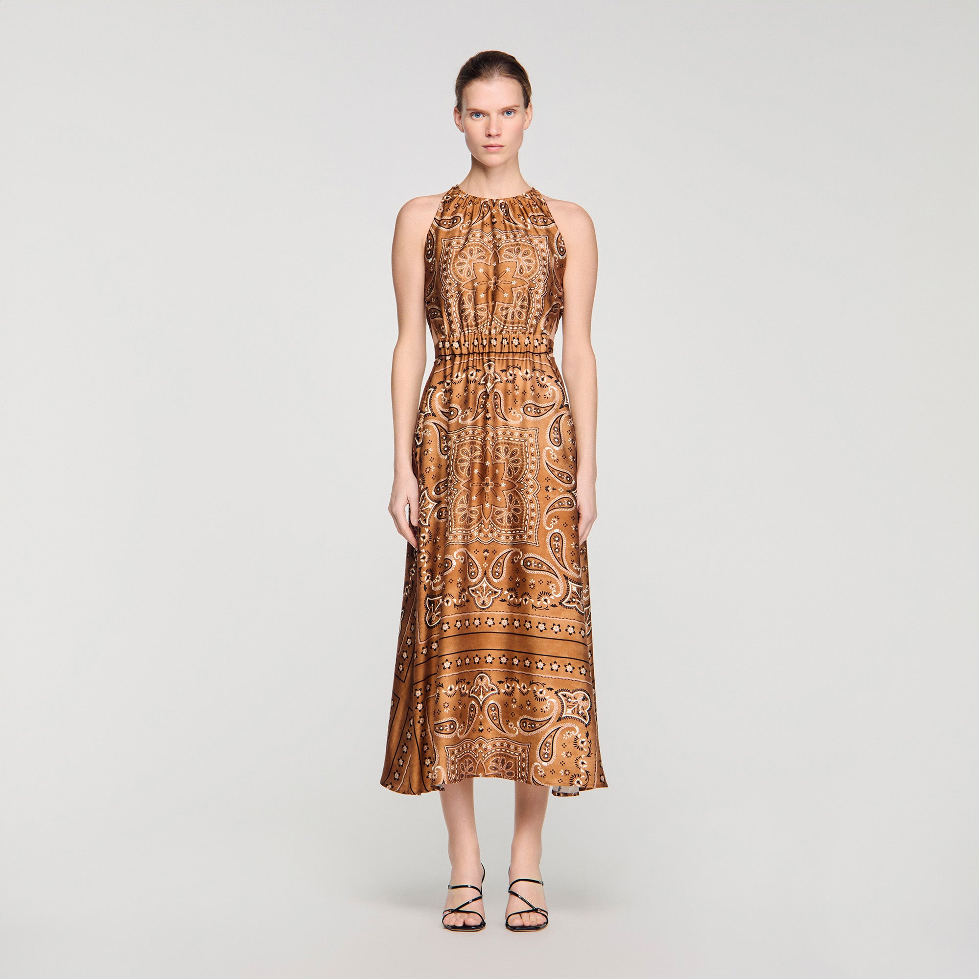 sandro dress brown Short pointelle knit dress brown For Women