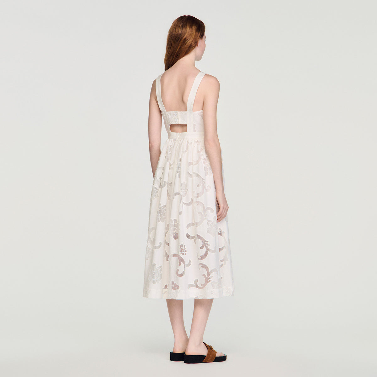 Lucie Openwork Floral Cotton Maxi Dress Ecru