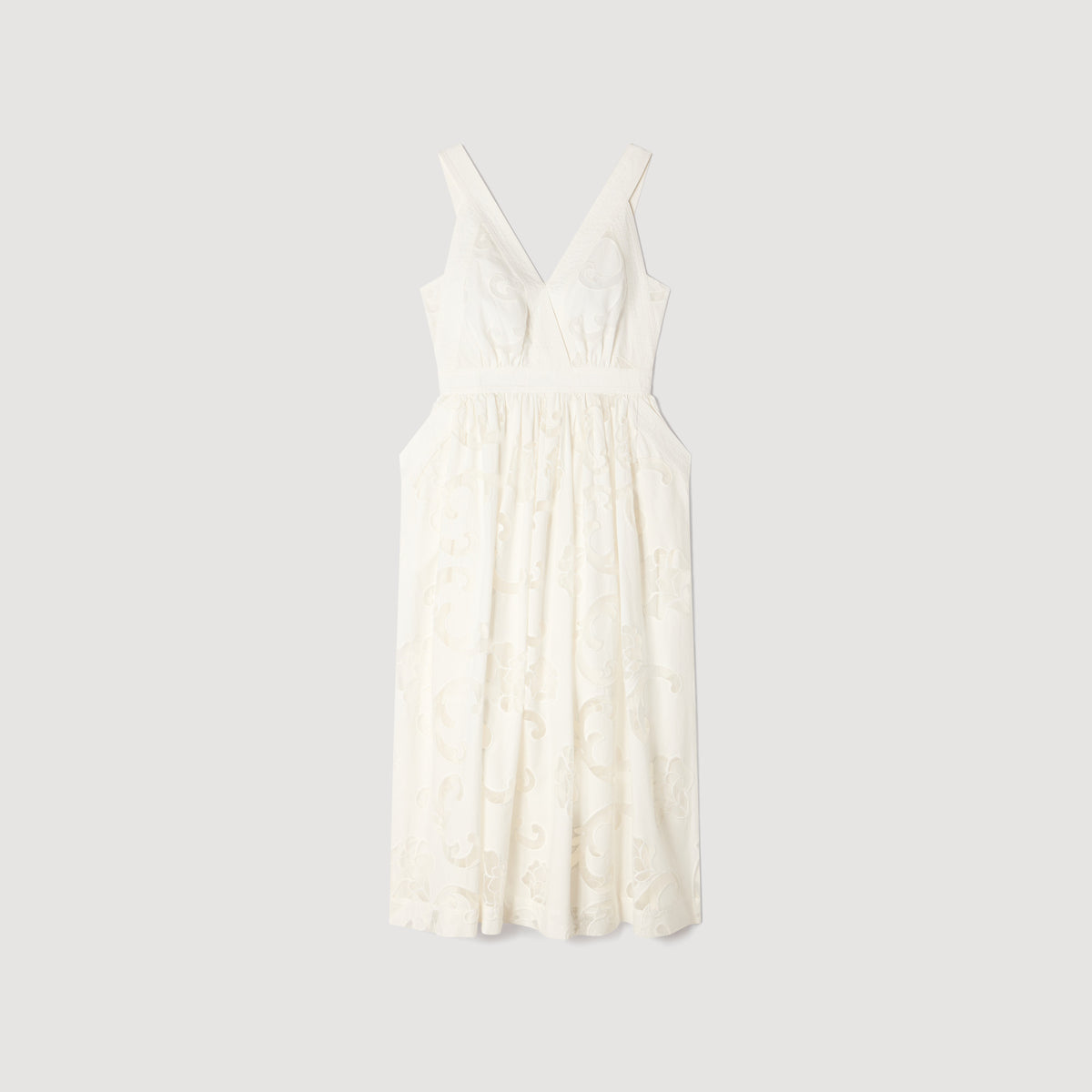 Lucie Openwork Floral Cotton Maxi Dress Ecru