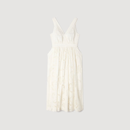 Lucie Openwork Floral Cotton Maxi Dress Ecru