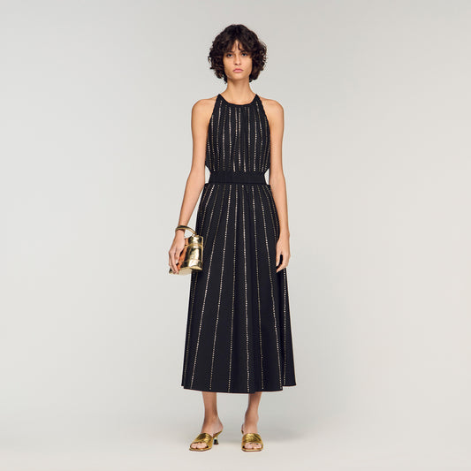 Mexique Rhinestone Maxi Dress Black