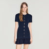 Keira Short Knit Dress With Ruffles Midnight Blue