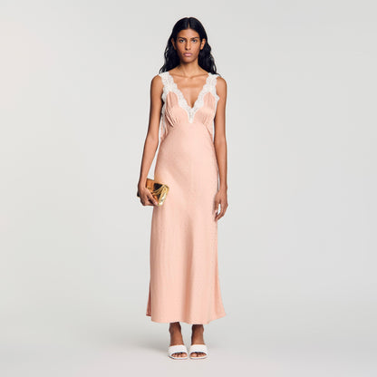 Limonara Rhinestone Lingerie-Style Dress Nude
