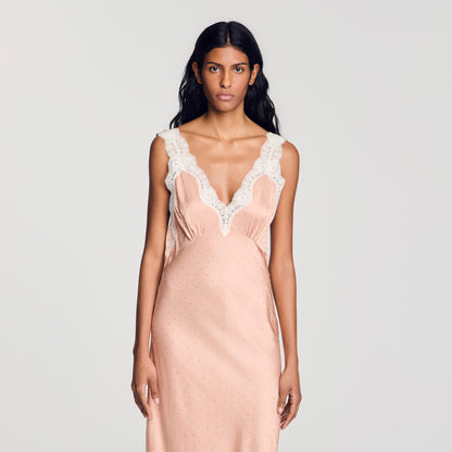 Limonara Rhinestone Lingerie-Style Dress Nude