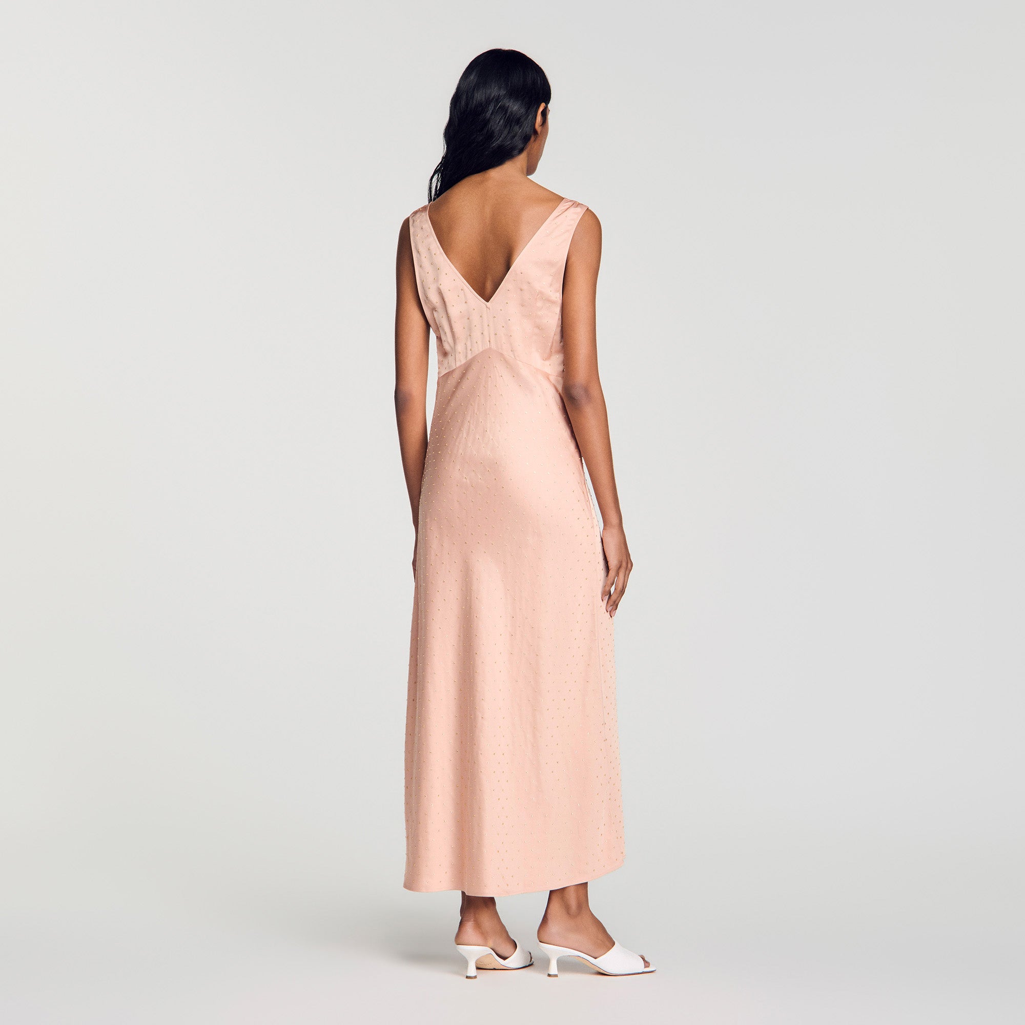 Limonara Rhinestone Lingerie-Style Dress Nude
