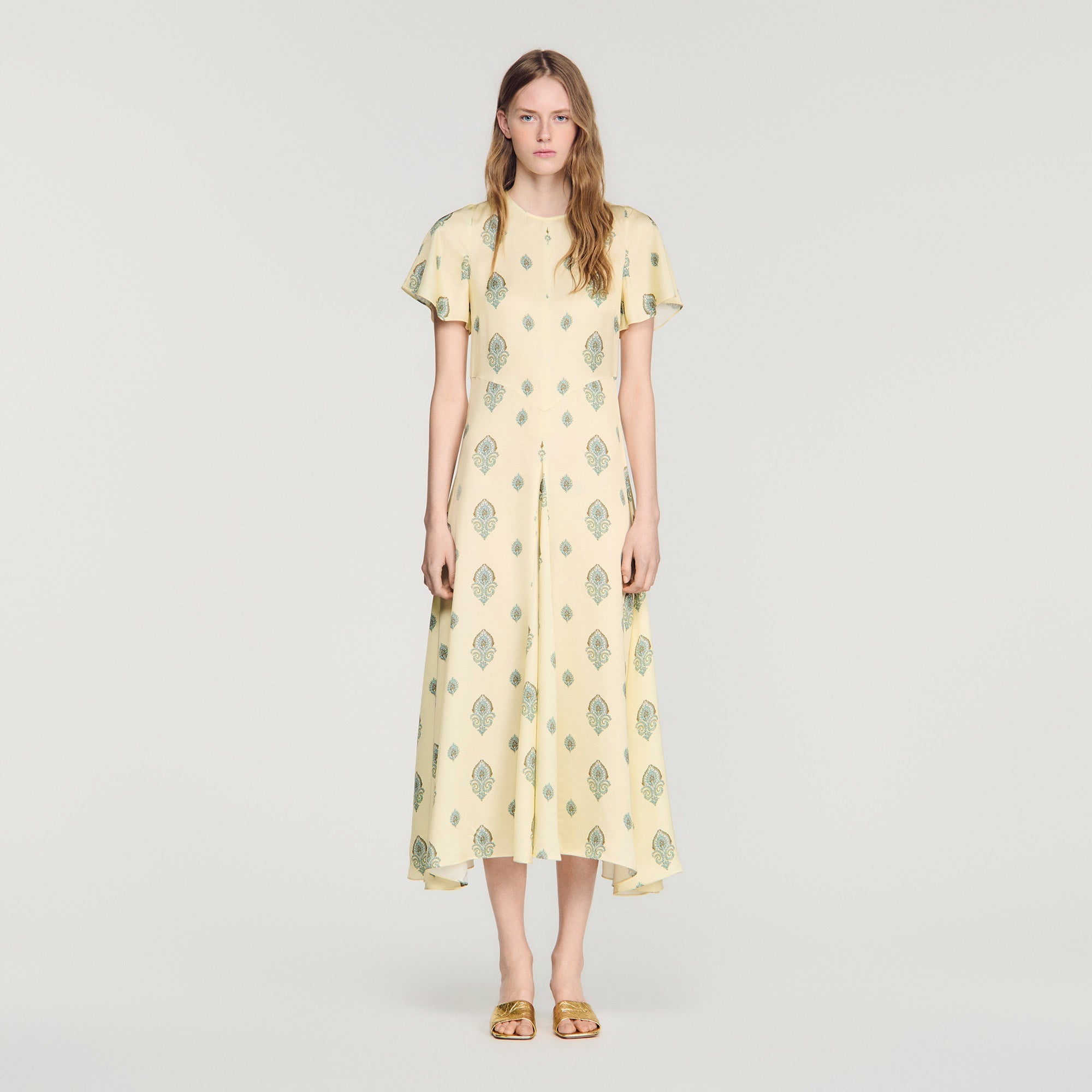Calaventi Paisley print maxi dress Light Yellow