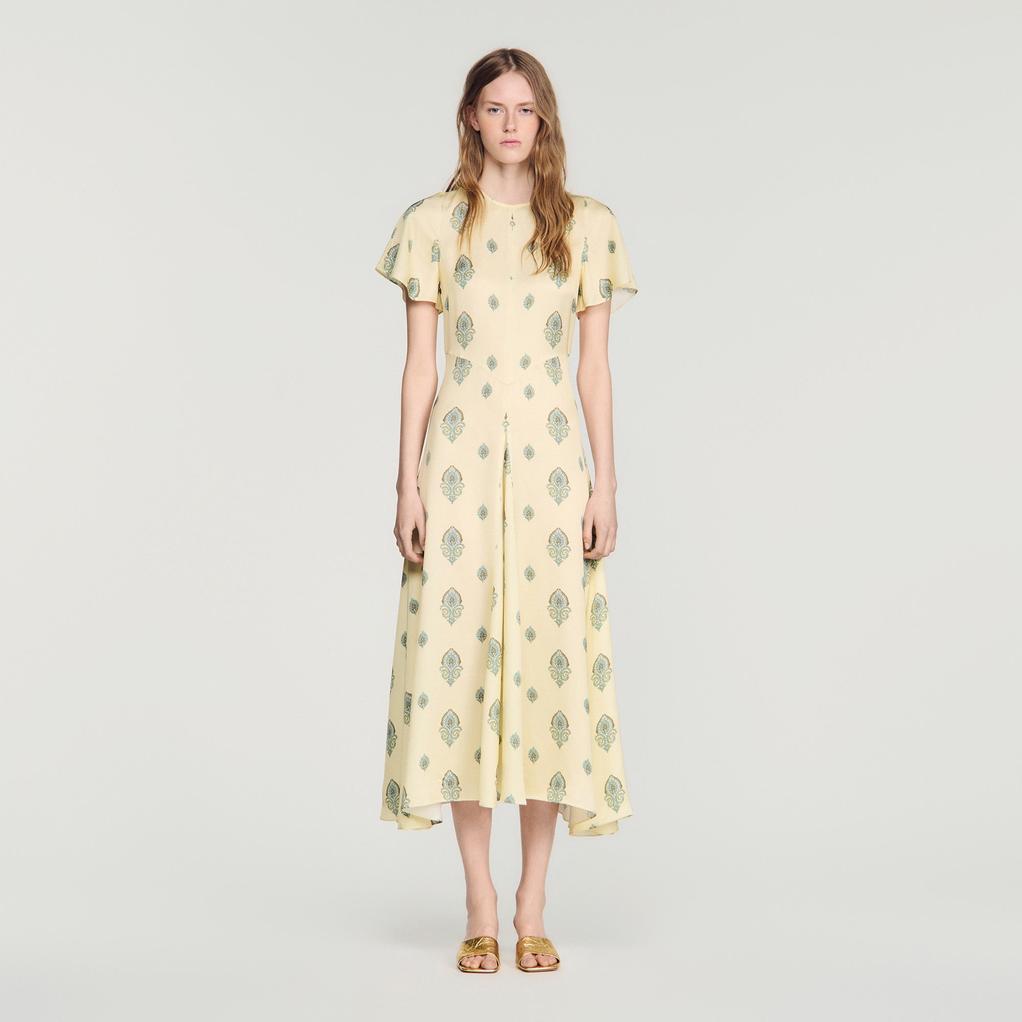 Calaventi Paisley print maxi dress Light Yellow