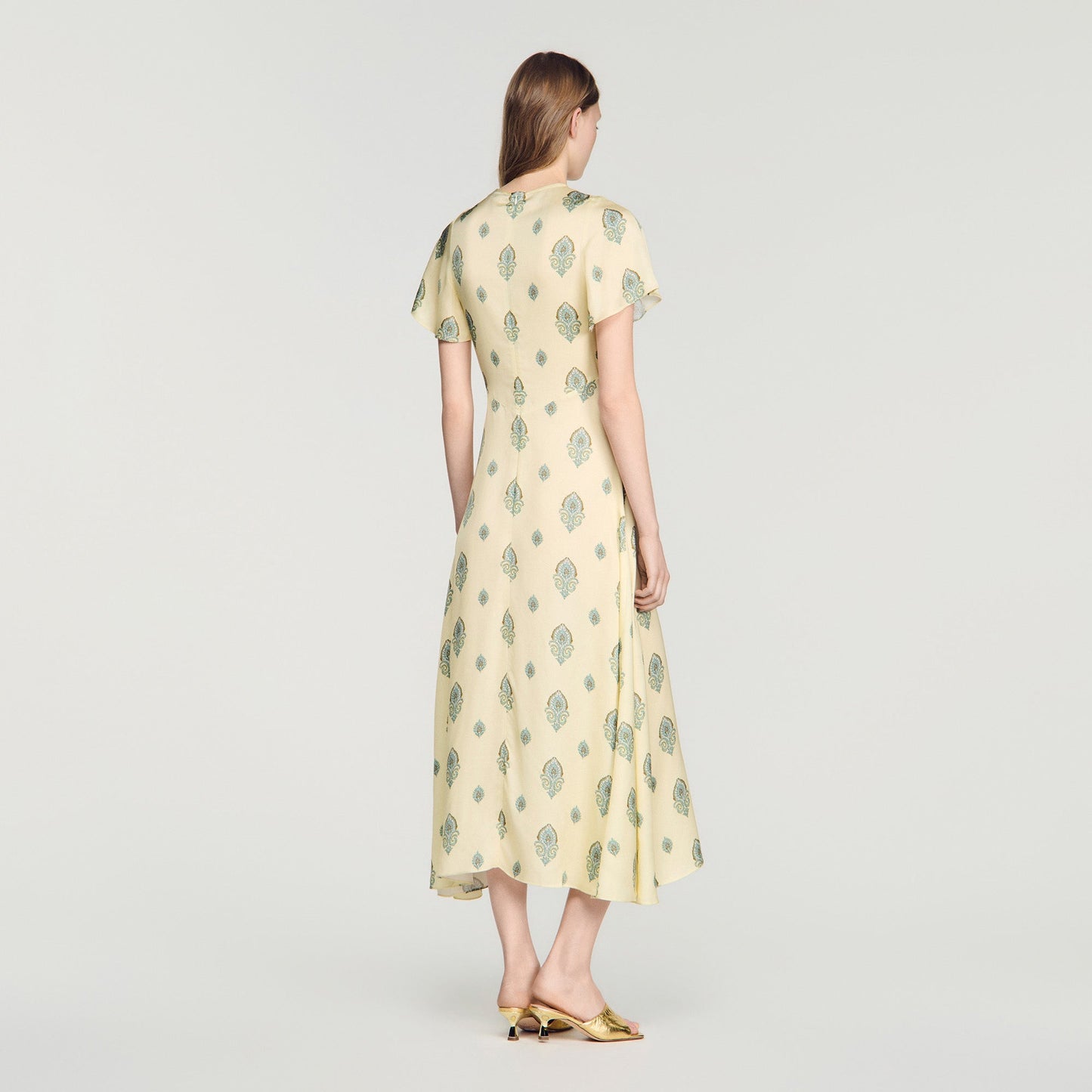 Calaventi Paisley print maxi dress Light Yellow