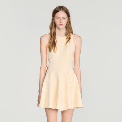 Amalena Short Floral Jacquard Dress Vanilla
