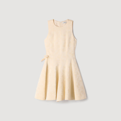 Amalena Short Floral Jacquard Dress Vanilla