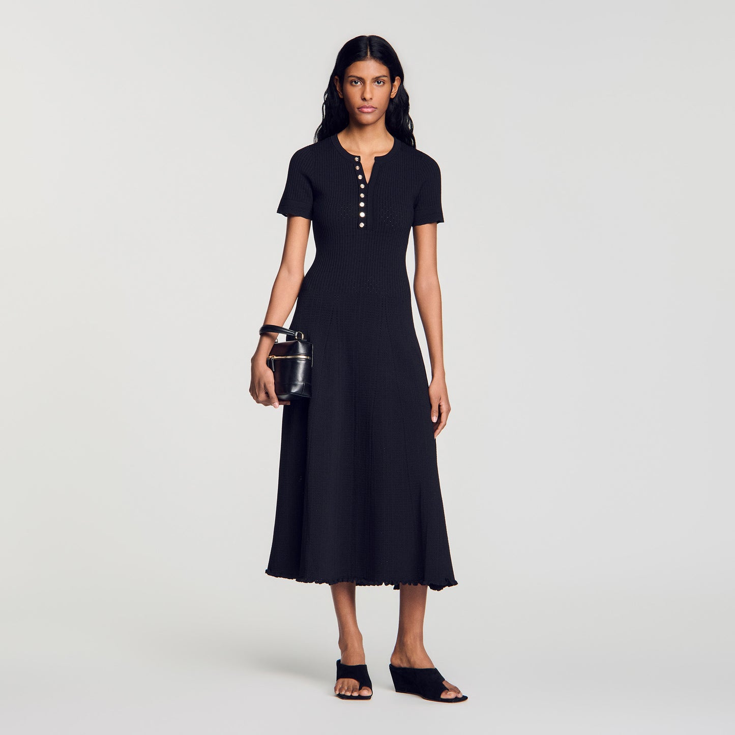 Milore Ribbed Knit Maxi Dress Black