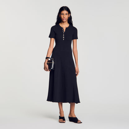 Milore Ribbed Knit Maxi Dress Black