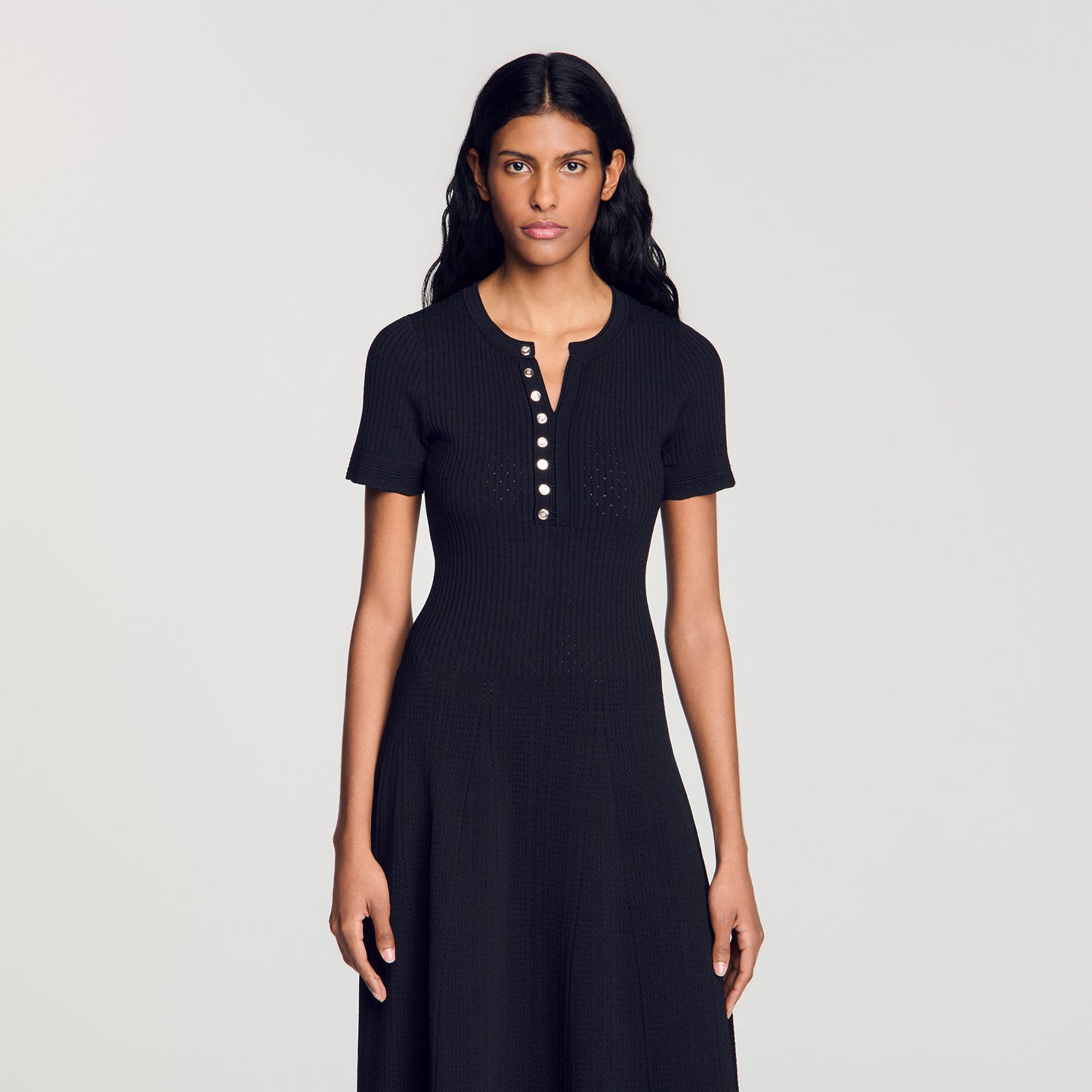 Milore Ribbed Knit Maxi Dress Black