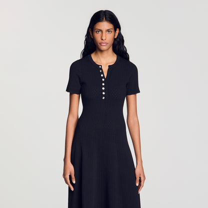 Milore Ribbed Knit Maxi Dress Black