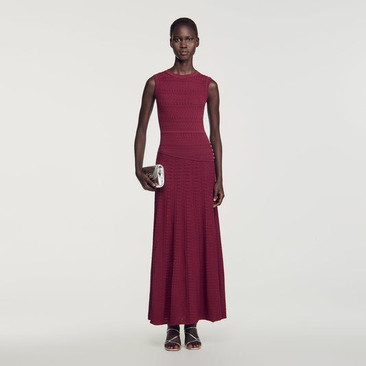 Samantha Pointelle knit maxi dress Bordeaux