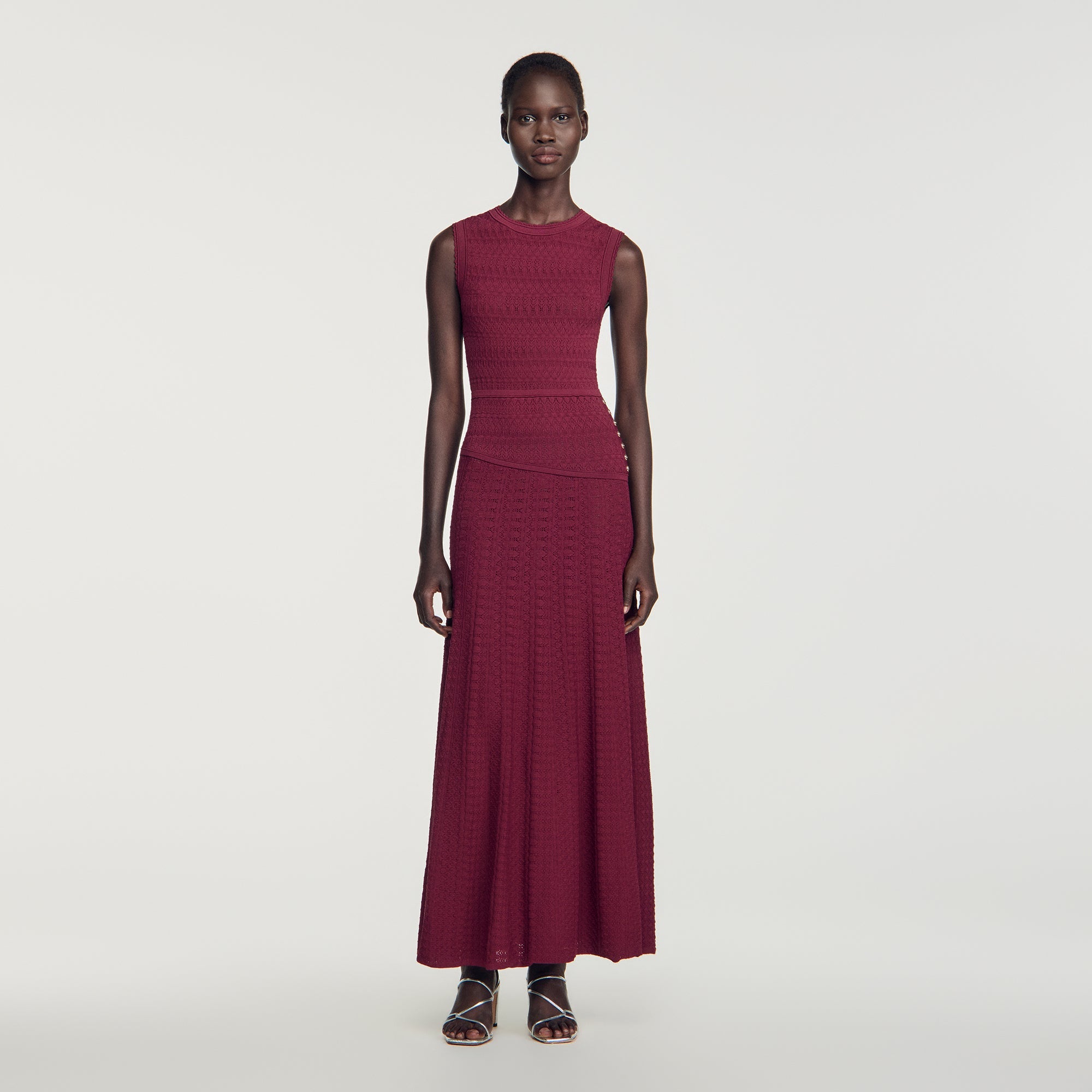 Samantha Pointelle knit maxi dress Bordeaux