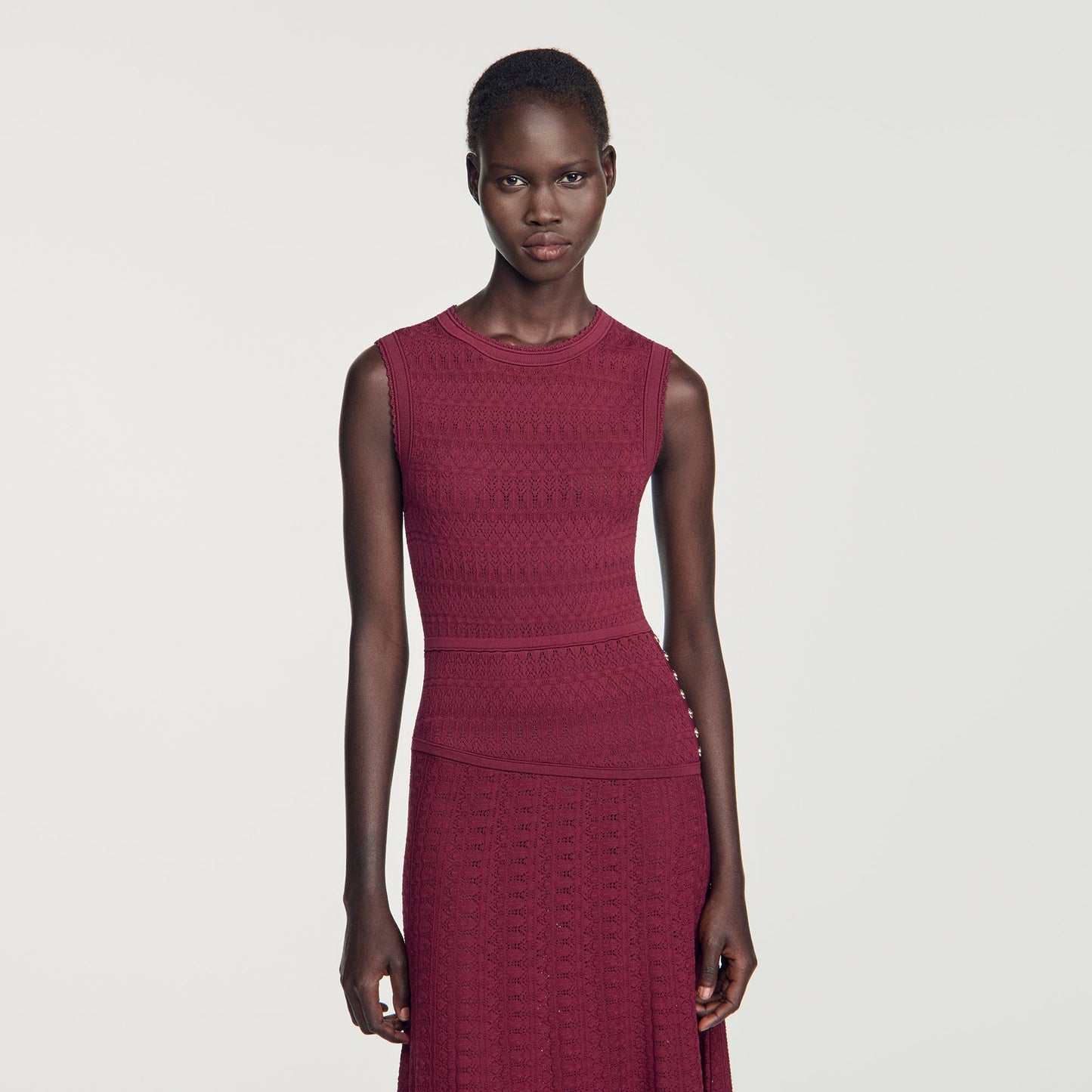Samantha Pointelle knit maxi dress Bordeaux