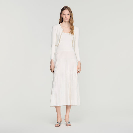 Boreale Rhinestone Knit Maxi Dress White
