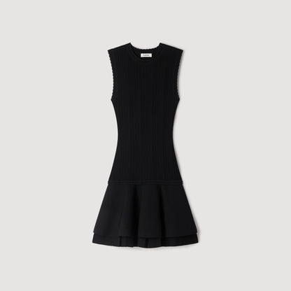 Tamara Short Knit Dress With Ruffles Black