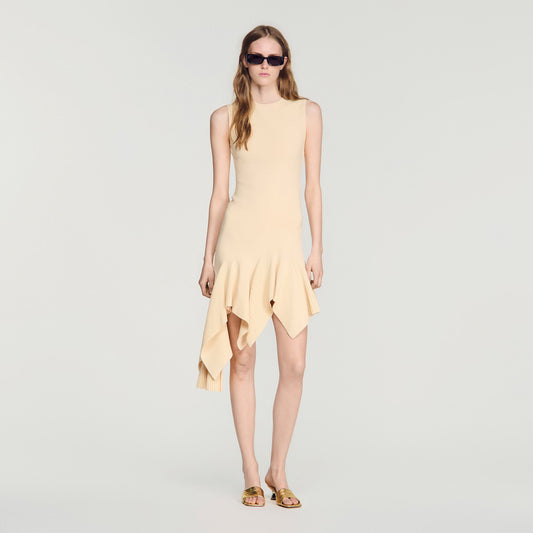 Biancona Asymmetric knit dress Vanilla