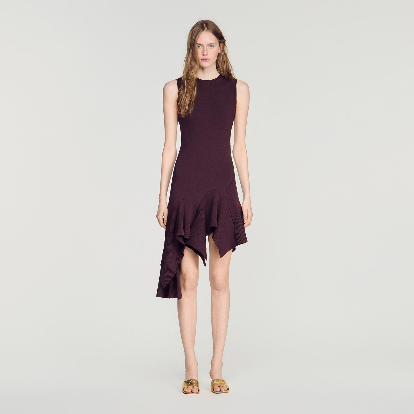 Biancona Asymmetric knit dress Brown