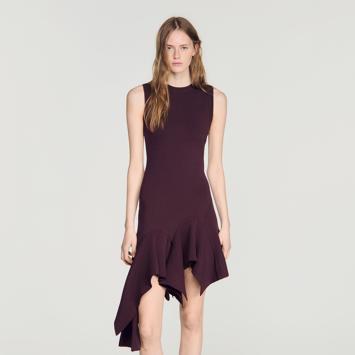 Biancona Asymmetric knit dress Brown