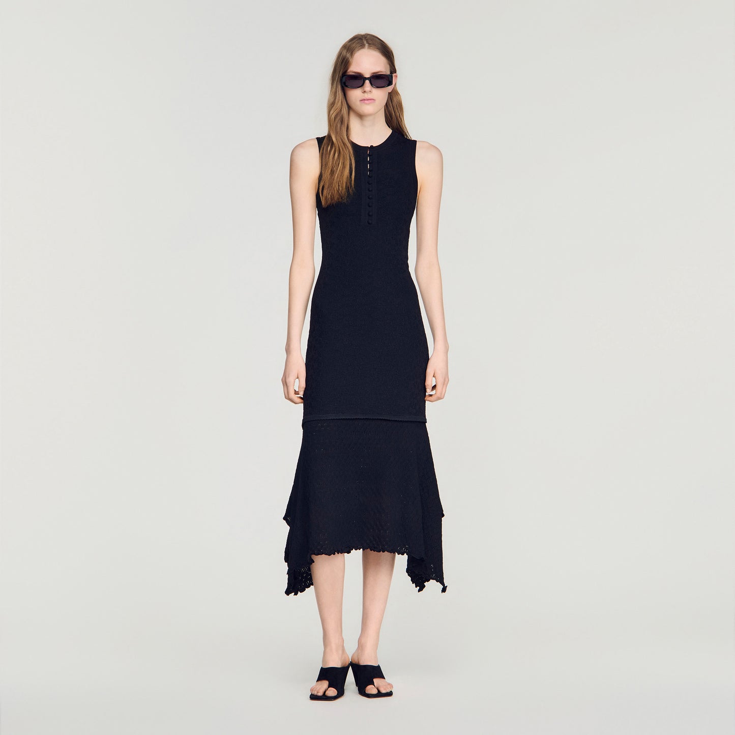 Valmaretta Fancy Pointelle Dress Black