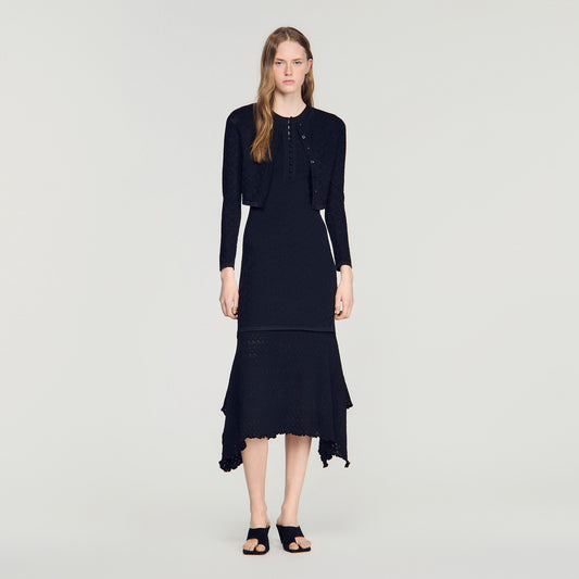 Valmaretta Fancy Pointelle Dress Black