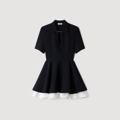 Joye Short contrast skater dress Black