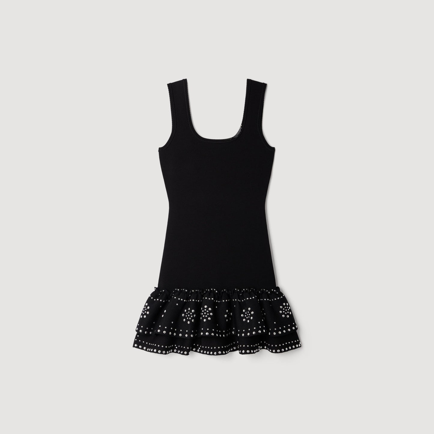 Dalya Short knit dress with studs Black