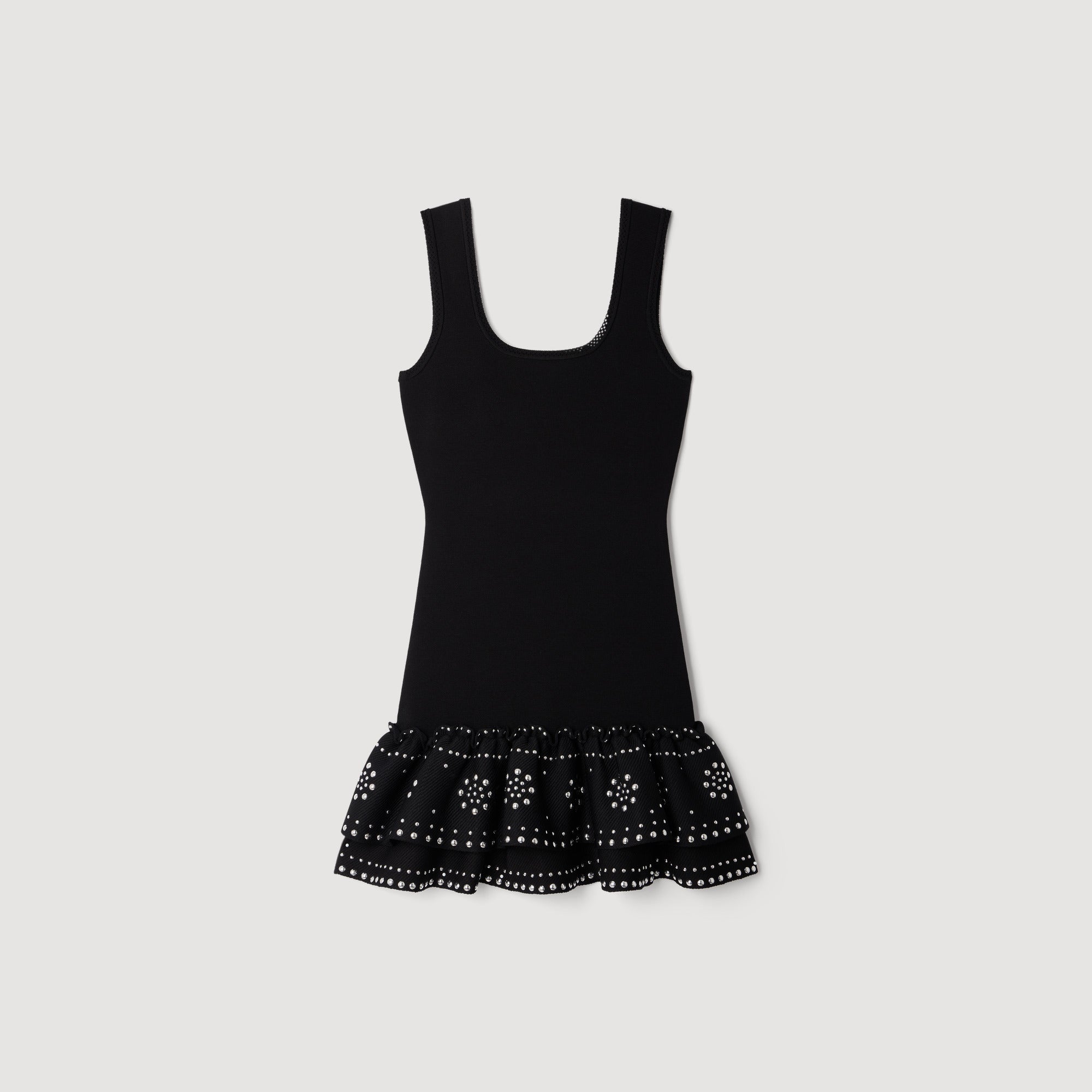 Dalya Short knit dress with studs Black