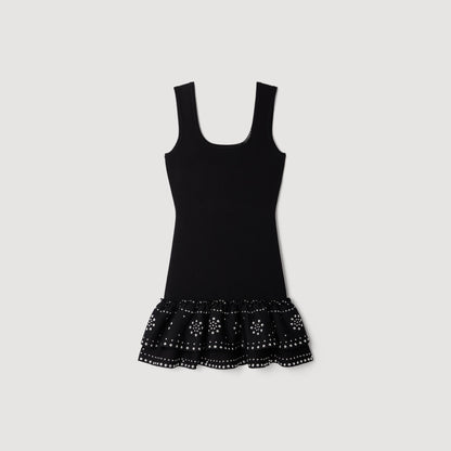 Dalya Short knit dress with studs Black