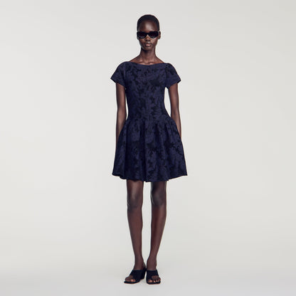 Gala Floral jacquard knit dress Midnight Blue