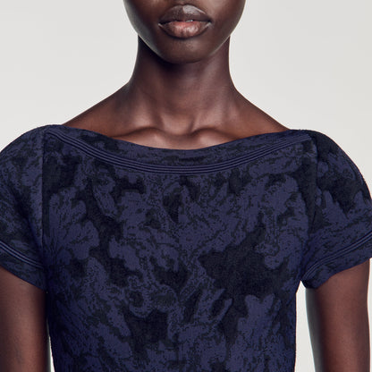 Gala Floral jacquard knit dress Midnight Blue