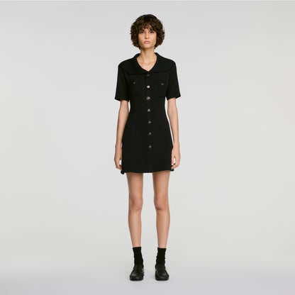 Sabrina Sailor Collar Short Dress Black