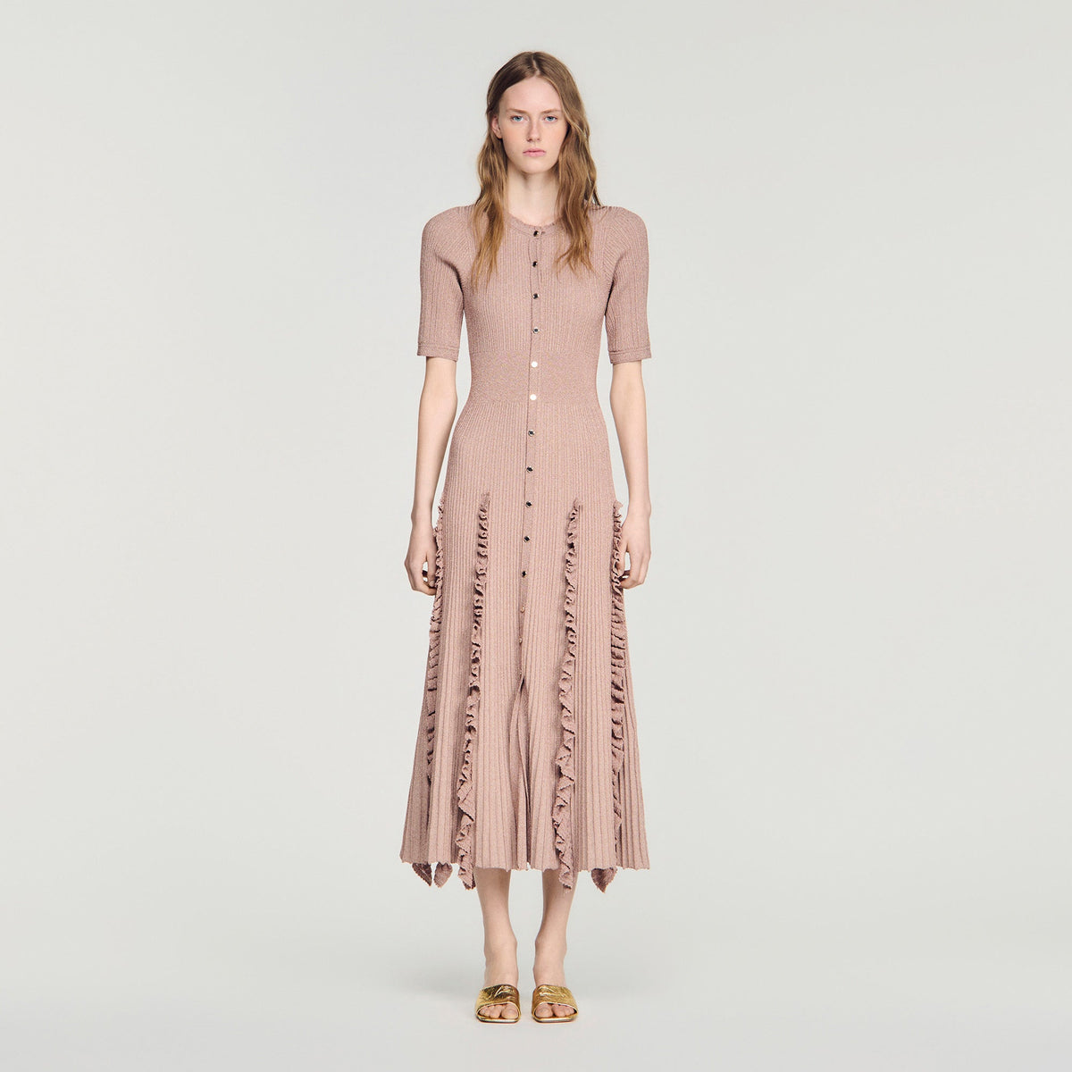 Pietrarosa Sparkling knit maxi dress Nude