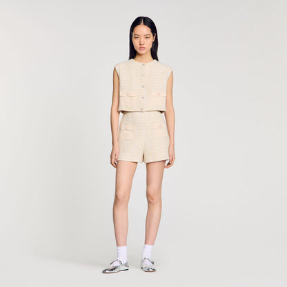 Decorative Tweed Shorts Yellow / Ecru