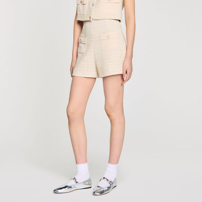 Decorative Tweed Shorts Yellow / Ecru