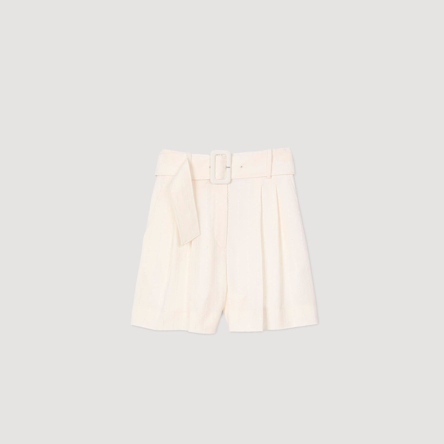 Sequin High-Waisted Shorts Ecru