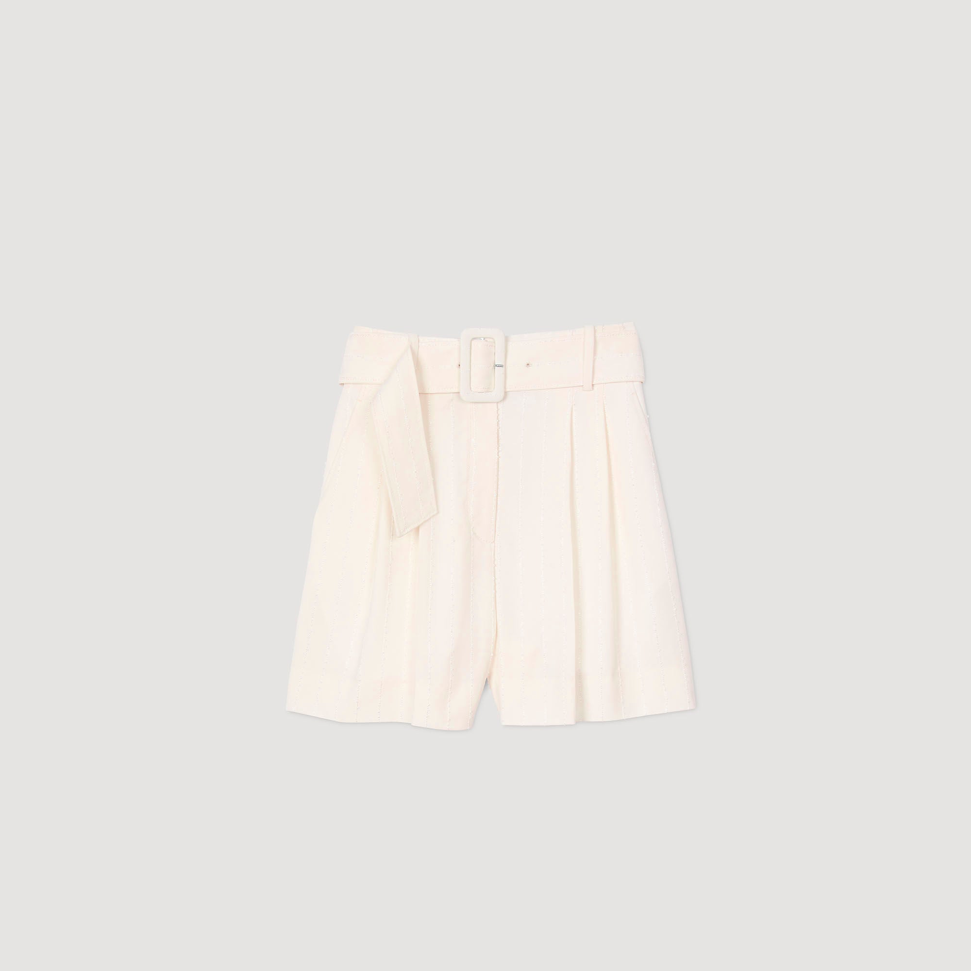 Sequin High-Waisted Shorts Ecru