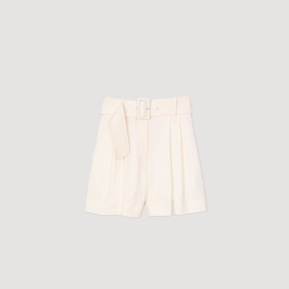 Sequin High-Waisted Shorts Ecru