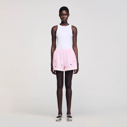 Titti Rhinestone Striped Shorts Pink