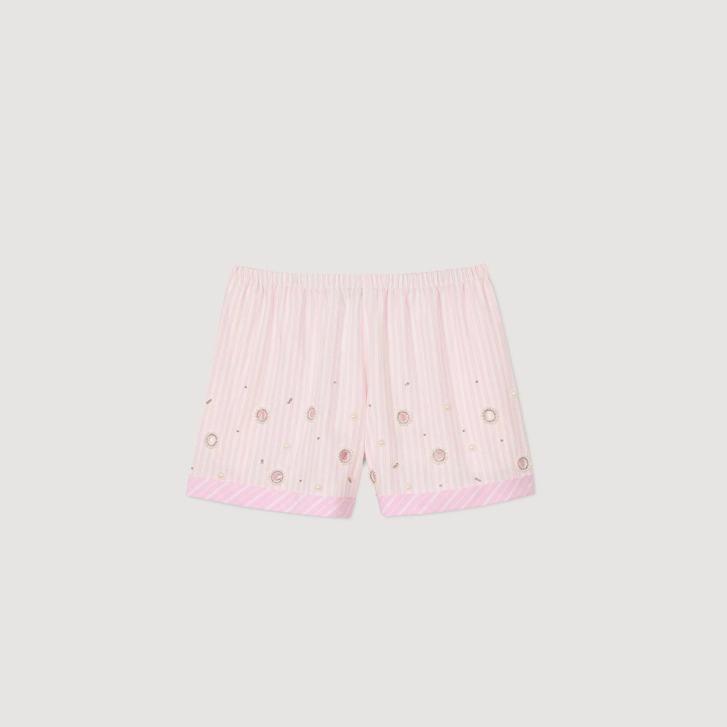 Titti Rhinestone Striped Shorts Pink