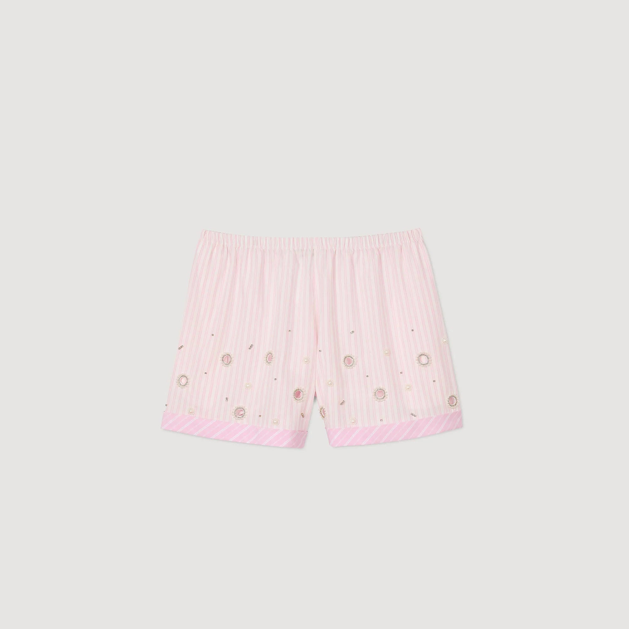 Titti Rhinestone Striped Shorts Pink