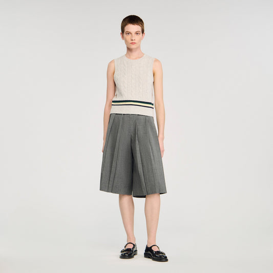 Pacey Pleated Long Shorts Grey