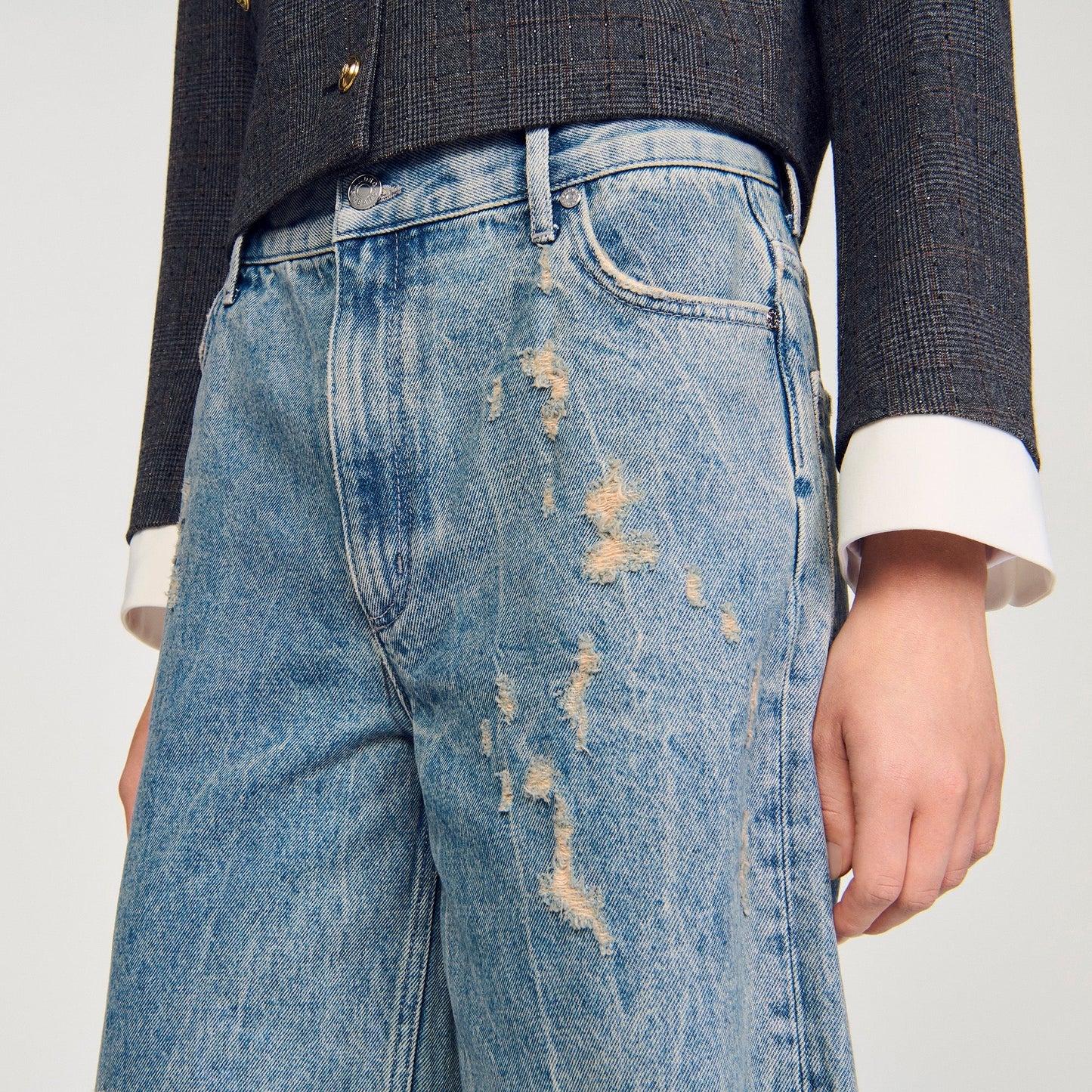 Lirio Distressed Denim Bermuda Shorts Blue Jean