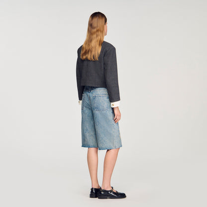 Lirio Distressed Denim Bermuda Shorts Blue Jean