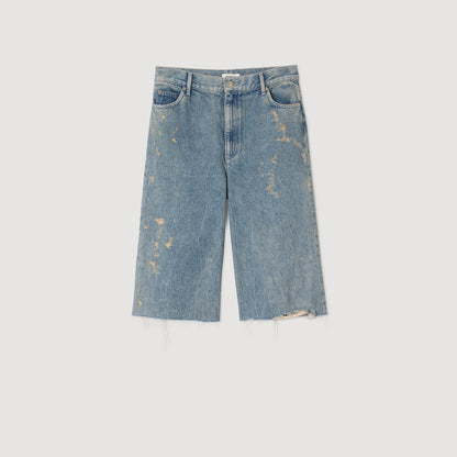 Lirio Distressed Denim Bermuda Shorts Blue Jean