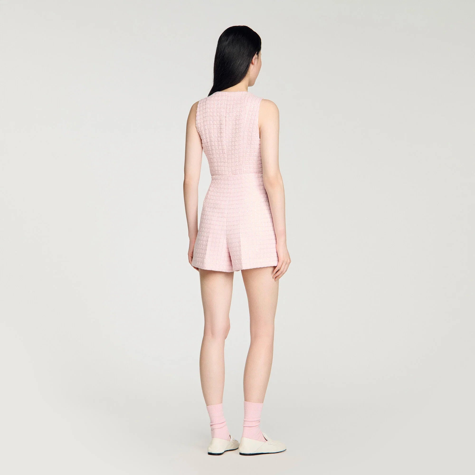 Demilys Sequin Check Tweed Shorts Pink